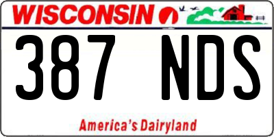 WI license plate 387NDS