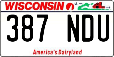 WI license plate 387NDU