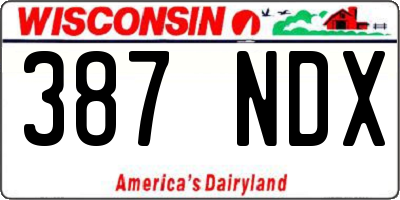 WI license plate 387NDX