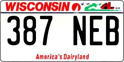 WI license plate 387NEB