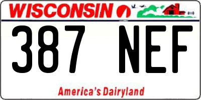WI license plate 387NEF