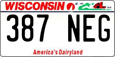 WI license plate 387NEG
