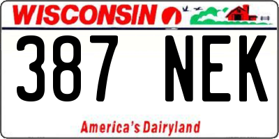 WI license plate 387NEK