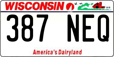 WI license plate 387NEQ