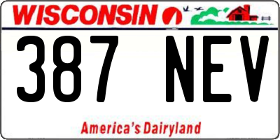 WI license plate 387NEV