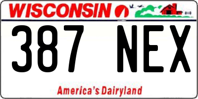 WI license plate 387NEX