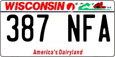 WI license plate 387NFA