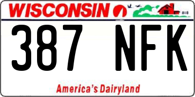 WI license plate 387NFK