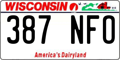 WI license plate 387NFO
