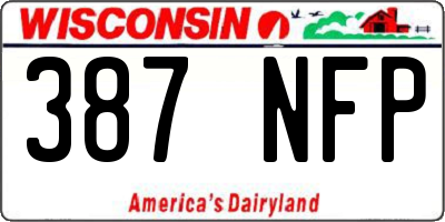 WI license plate 387NFP