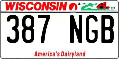 WI license plate 387NGB
