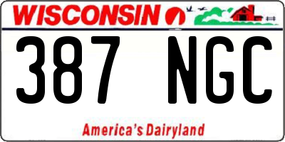 WI license plate 387NGC