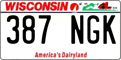 WI license plate 387NGK