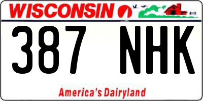 WI license plate 387NHK