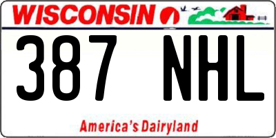 WI license plate 387NHL