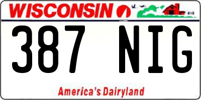 WI license plate 387NIG