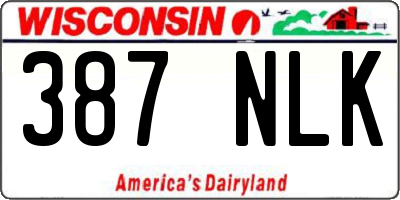 WI license plate 387NLK