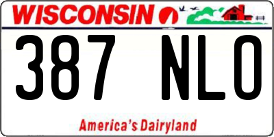 WI license plate 387NLO