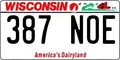 WI license plate 387NOE