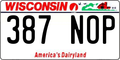 WI license plate 387NOP