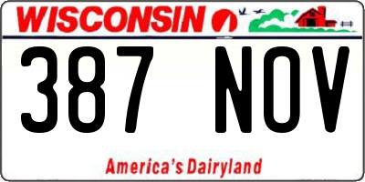 WI license plate 387NOV