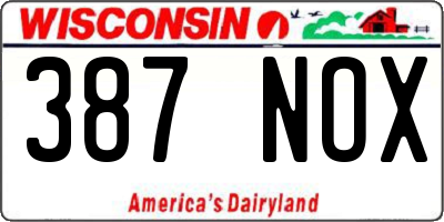 WI license plate 387NOX