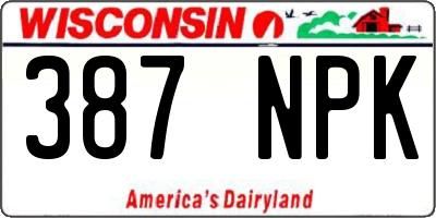 WI license plate 387NPK