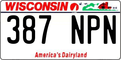 WI license plate 387NPN