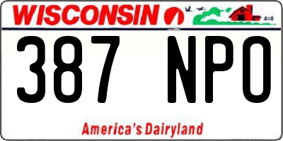 WI license plate 387NPO
