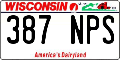 WI license plate 387NPS
