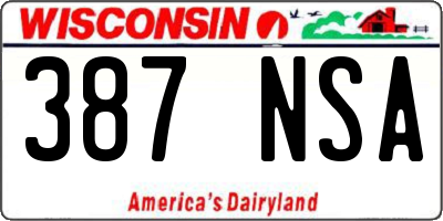 WI license plate 387NSA