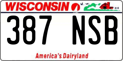 WI license plate 387NSB