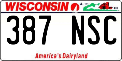 WI license plate 387NSC