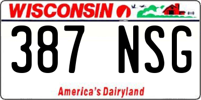 WI license plate 387NSG