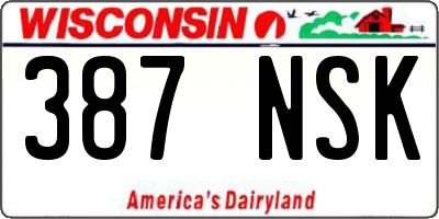 WI license plate 387NSK
