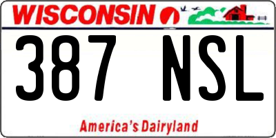WI license plate 387NSL