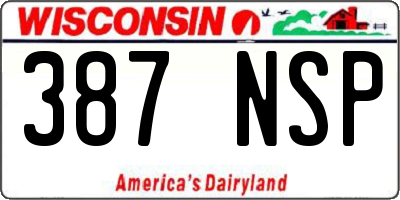 WI license plate 387NSP