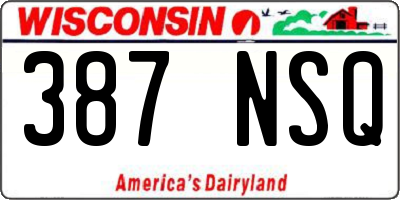 WI license plate 387NSQ