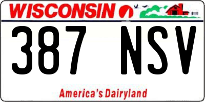 WI license plate 387NSV