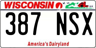 WI license plate 387NSX