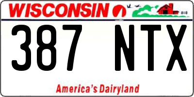WI license plate 387NTX