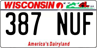 WI license plate 387NUF