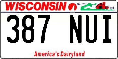 WI license plate 387NUI