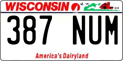 WI license plate 387NUM