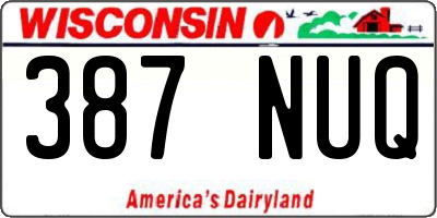 WI license plate 387NUQ
