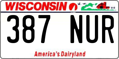 WI license plate 387NUR