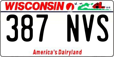 WI license plate 387NVS