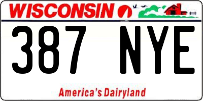 WI license plate 387NYE