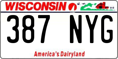 WI license plate 387NYG