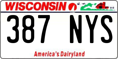 WI license plate 387NYS
